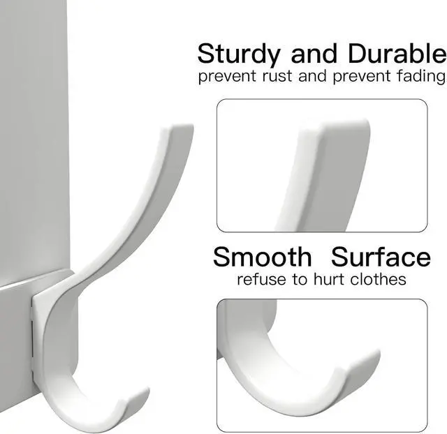 Alt view image 5 of 7 - 2 Pack Over The Door HookDoor Hanger for HangingOver Door Hanger Holder for Coat Robe Hat Clothe TowelsTowel Racks for Bathroom with 12 Coat Hooks (White 2 Pack-6 Hooks)