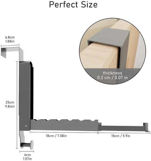 Alt view image 3 of 7 - Over The Door Drying Rack Foldable Portable Over The Door Hooks Hanger with Towel Racks for Coat Clothes Laundry Bathroom Bedroom Travel Hangers (Space Grey 1 Pack)