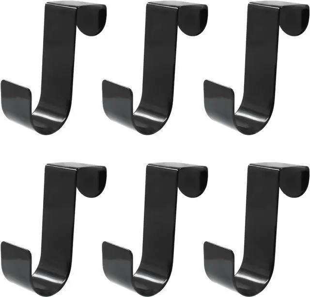 Main image of 6 Pack Over The Cabinet Door Hook Metal Single Over Door Hooks Hanger Hook for Hanging Stocking Clothes Towels (Black)