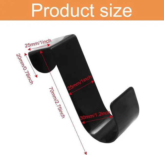 Alt view image 2 of 5 - 6 Pack Over The Cabinet Door Hook Metal Single Over Door Hooks Hanger Hook for Hanging Stocking Clothes Towels (Black)