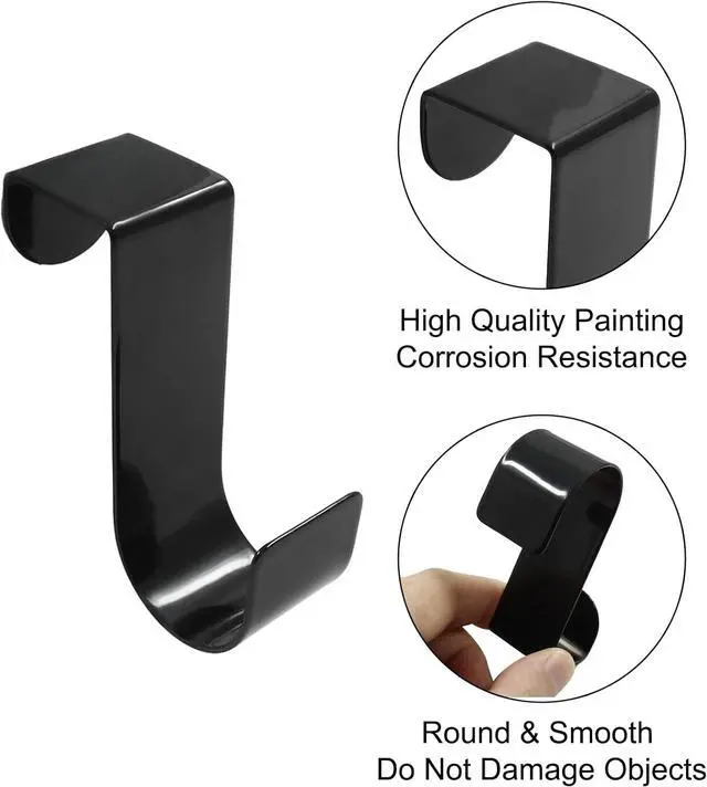 Alt view image 3 of 5 - 6 Pack Over The Cabinet Door Hook Metal Single Over Door Hooks Hanger Hook for Hanging Stocking Clothes Towels (Black)