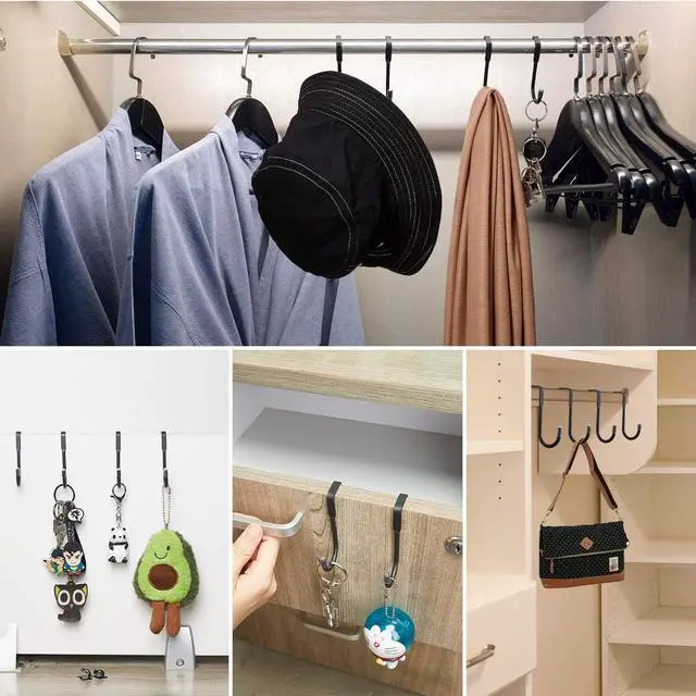 Alt view image 5 of 6 - 8 Pieces Over Cabinet Hook Double S Shaped Cabinet Drawer Hanger Hook Durable Metal Heavy Duty Hooks for Kitchen Closet Bathroom Drawer Wardrobe Door Cabinet Door to Hang Bags Clothes Towels