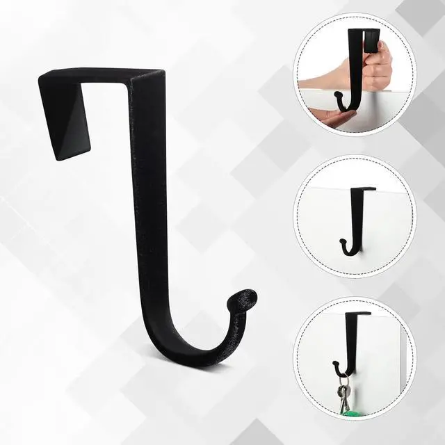 Alt view image 6 of 6 - 6 Pcs Over The Door Hook Flocked Door Hooks Soft Surface Heavy Duty Over The Door Hanger for Hanging Clothes Towels Coats Bathroom Kitchen Bedroom (Black)