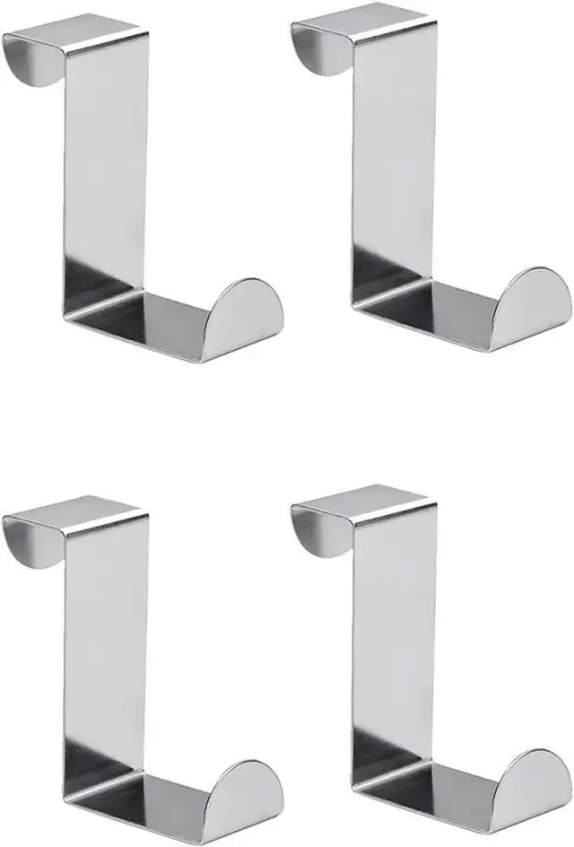 Main image of 4 Pack Hooks. Stainless Steel Seamless Nail-Free Heavy-Duty Storage Bag Over The Door Hooks. Behind The Door Hook Storage is Suitable for Living Rooms Bathrooms Kitchens Cabinets Bedrooms