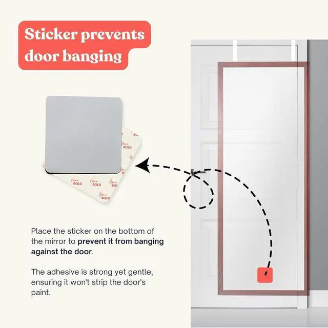 Alt view image 5 of 7 - [Heavy Duty] 14.5 Over-The-Door Mirror Hanger Set (Extra Wide) with Any-Banging Adhesive + Suction Cup Pads and Inner Protective Padding (Already Applied) | Door Brackets Hanger Hooks Set