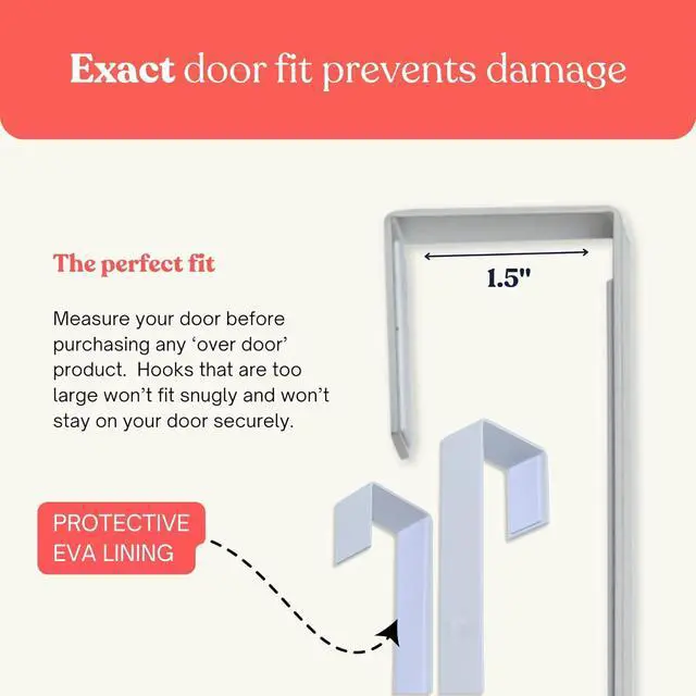 Alt view image 7 of 7 - [Heavy Duty] 14.5 Over-The-Door Mirror Hanger Set (Extra Wide) with Any-Banging Adhesive + Suction Cup Pads and Inner Protective Padding (Already Applied) | Door Brackets Hanger Hooks Set