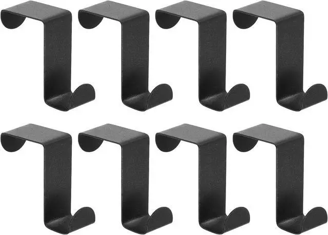 Main image of Over The Door Hooks 8pcs - Stainless Steel Door Hangers Hooks S-Shaped Double Hooks for Hanging Clothes Hats Towels (Black)