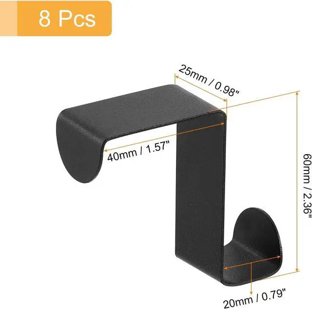 Alt view image 2 of 5 - Over The Door Hooks 8pcs - Stainless Steel Door Hangers Hooks S-Shaped Double Hooks for Hanging Clothes Hats Towels (Black)