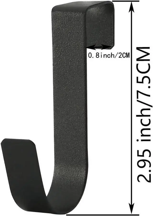 Alt view image 2 of 6 - Over The Cabinet Door Single Hooks 10 Pack (10P-Black)
