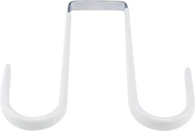 Alt view image 3 of 5 - Double Sided Over The Door Hooks 2 Pack Towel Coat Hooks Door Hanger Hook for Hanging Clothes Towel Hats Bags Wreath - White