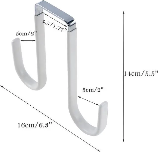 Alt view image 2 of 5 - Double Sided Over The Door Hooks 2 Pack Towel Coat Hooks Door Hanger Hook for Hanging Clothes Towel Hats Bags Wreath - White