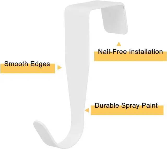 Alt view image 4 of 5 - Over The Door Hook 4 Pack - Carbon Steel Cabinet Door Single Hooks Metal Door Hanger for Home Kitchen Decoration (White)