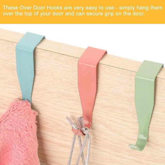 Alt view image 5 of 5 - Over The Door Hook 4 Pack - Carbon Steel Cabinet Door Single Hooks Metal Door Hanger for Home Kitchen Decoration (White)