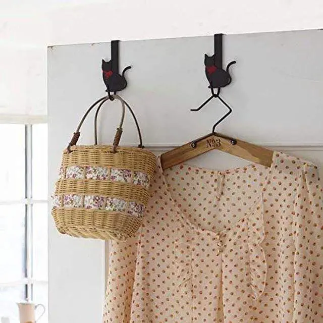 Alt view image 5 of 5 - Yamazaki Home Cat Cat Over The Door Hook - Coat Organizer Hanger for Doors (Set of 2) - Steel