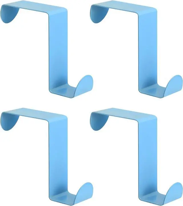 Main image of Over The Door Hooks 4pcs - Stainless Steel Door Hangers Hooks S-Shaped Double Hooks for Hanging Clothes Hats Towels (Blue)