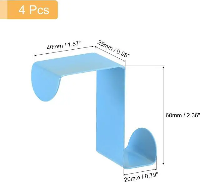 Alt view image 2 of 5 - Over The Door Hooks 4pcs - Stainless Steel Door Hangers Hooks S-Shaped Double Hooks for Hanging Clothes Hats Towels (Blue)