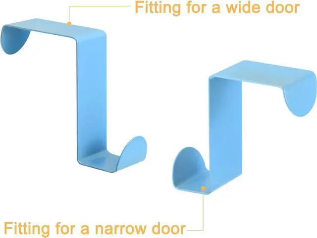 Alt view image 4 of 5 - Over The Door Hooks 4pcs - Stainless Steel Door Hangers Hooks S-Shaped Double Hooks for Hanging Clothes Hats Towels (Blue)