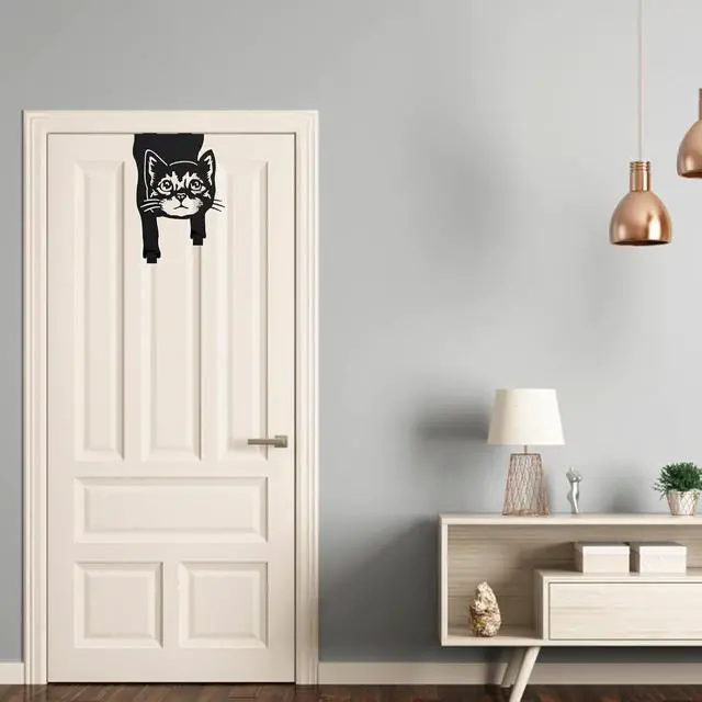 Alt view image 5 of 7 - Over The Door Hangers Strong Metal Hooks No-Tools Compact Design Rust-Free Black Coating Over The Door Hanger Hooks Cat Stuff for Home Office Storage Cat Decor Gifts for Cat Lovers