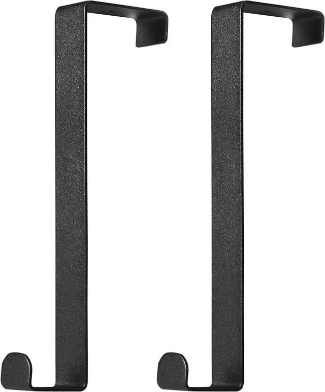 Alt view image 2 of 7 - Over The Door Hooks 2-Pack Heavy Duty Towel Rack Hanger for Bathroom Bedroom Dorm Room Fixed Door Hooks for Hanging Robe Coat Towel Organizer (Black)