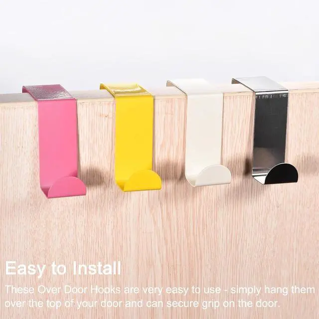 Alt view image 5 of 5 - Over The Door Hooks 4pcs - Stainless Steel Door Hangers Hooks S-Shaped Double Hooks for Hanging Clothes Hats Towels (Blue)