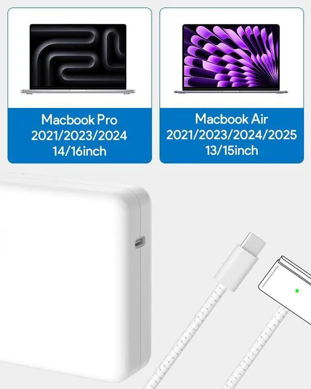 Alt view image 3 of 6 - Mac Book Pro Charger - 96/70W USBC to Magnetic 3 Charger for Mac pro 14-16inch 2021 2023 2024 M1 M2 M3 M4 Mac Air 13-15inch 2022 2023 2024 2025 M2 M3 M4 Include 6.6ft Cable