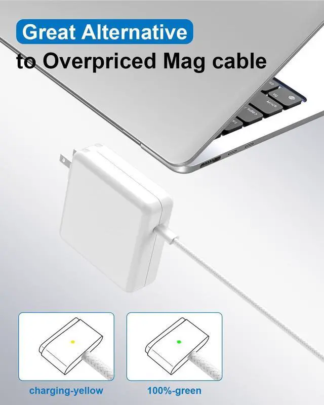 Alt view image 5 of 6 - Mac Book Pro Charger - 96/70W USBC to Magnetic 3 Charger for Mac pro 14-16inch 2021 2023 2024 M1 M2 M3 M4 Mac Air 13-15inch 2022 2023 2024 2025 M2 M3 M4 Include 6.6ft Cable