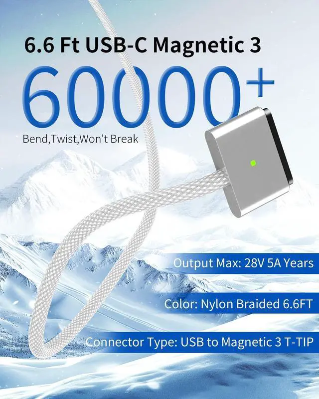 Alt view image 6 of 7 - Mac Book Pro Charger - 140W USB-C Power Adapter USB-C to Mag 3 Cable Compatible with Mac Book Pro/Air 13/14/15/16 inch M1 M2 M3 M4 (Between 2021-2025)