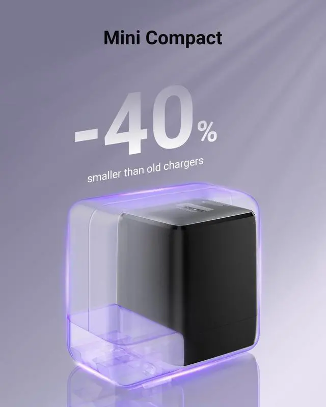 Alt view image 6 of 7 - USB C Fast Charging Charger 30W Dual-Port GaN Nano Charger with Foldable Plug for iPhone 16/15 Series iPad Galaxy S24 Ultra and More Series (Black 1 Pack)