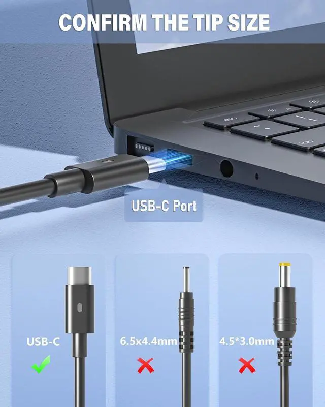 Alt view image 6 of 7 - 130W USB C Laptop Charger for  Xps 15 16 17 9575 9640 9500 9510 9520 9530 9700 9720 9730 Precision 5470 5480 5540 5550 5560 5570 5760 3550 3560 3570 3580 Latitude Series Slim AC Adapter Power Cord