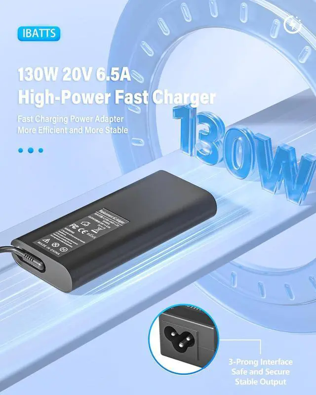 Alt view image 5 of 7 - 130W USB C Laptop Charger for  Xps 15 16 17 9575 9640 9500 9510 9520 9530 9700 9720 9730 Precision 5470 5480 5540 5550 5560 5570 5760 3550 3560 3570 3580 Latitude Series Slim AC Adapter Power Cord