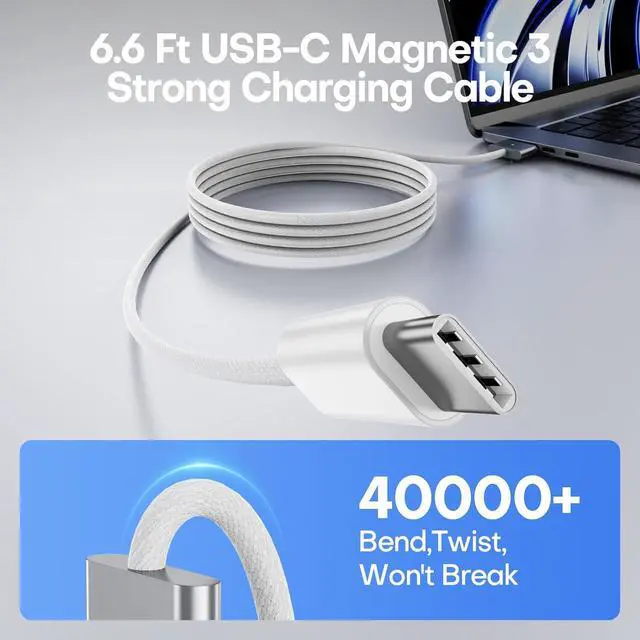 Alt view image 5 of 7 - 140W MacBook Pro Charger Magnetic 3 for MacBook Pro 16 14 inch Mac Air 15 13 inch 2025 2024 2023 2022 2021 M1-M4 Charger USB C Fast Laptop Charger Power Adapter 6.6FT Type C to Magnetic 3 Cable LED