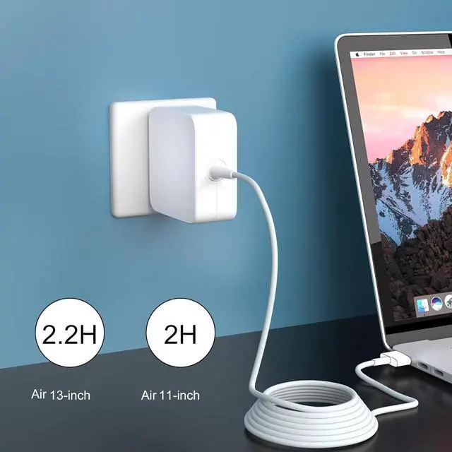 Alt view image 3 of 7 - A1436 A1466 A1465 Compatible with Mac Book Air Charger 45W Fast T-Tip Power Adapter Compatible with Mac Book Air 11 13 inch Laptop Retina After Mid 2012