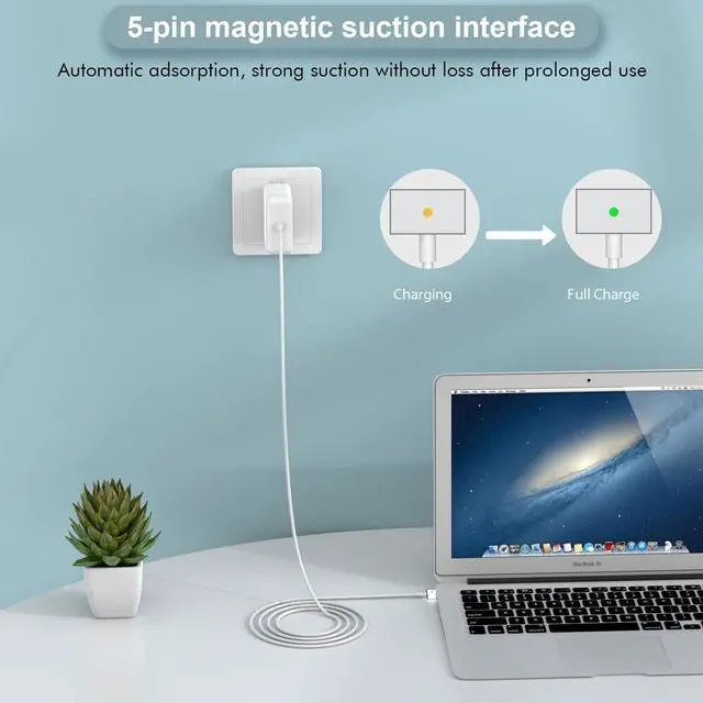 Alt view image 2 of 7 - Mac Book Air Charger 45W Power Adapter Magnetic Mag2 AC 45W Fast T-Tip Shape Connector Power Adapter Laptop Charger Compatible with Mac Book Air 11-inch and 13-inch 2012 2013 2014 2015 2016 2017