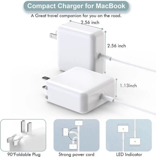 Alt view image 7 of 7 - Mac Book Air Charger 45W Power Adapter Magnetic Mag2 AC 45W Fast T-Tip Shape Connector Power Adapter Laptop Charger Compatible with Mac Book Air 11-inch and 13-inch 2012 2013 2014 2015 2016 2017