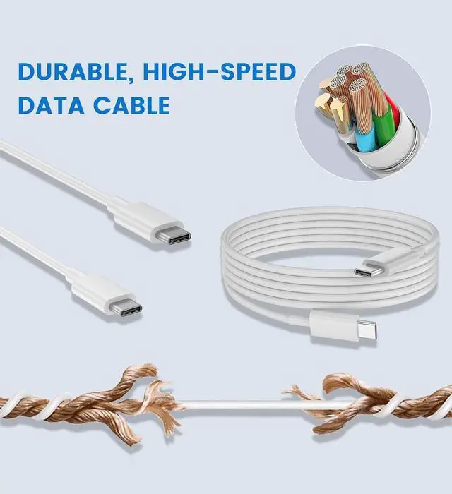 Alt view image 7 of 7 - 35W Dual USB-C Port Compact Power Adapter with 5FT C to C Charging Cord for iPhone 16 15 14 13 12 11 Pro Max Plus  S25 Airpods Mini iPad MacBook Air Foldable Type C Fast Wall Charger