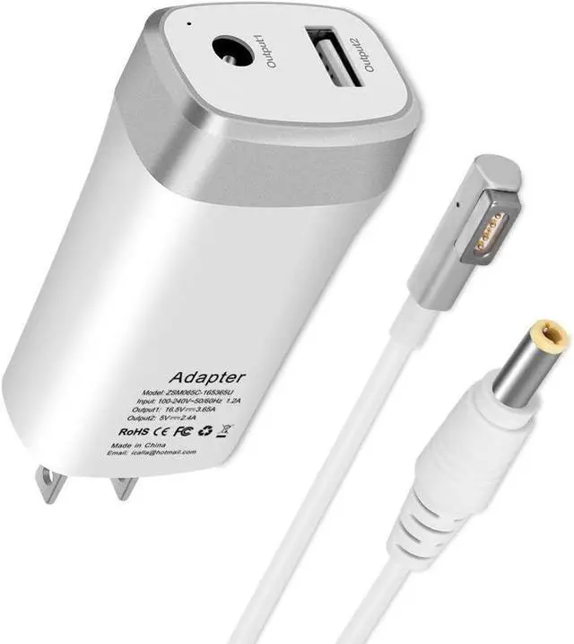 Alt view image 2 of 7 - 45W 60W Mini Charger Compatible with Mac Book Air 11/13 inch Magnetic 1st-Gen L Type Connector Portable Travel Replacement USB Adapter A1374 A1244 A1370 A1369 A1377 A1237 (Before Mid 2012)
