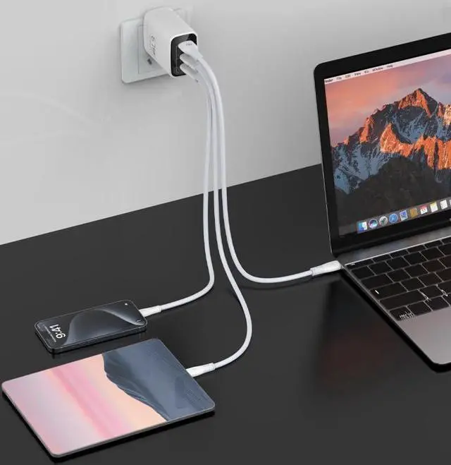 Alt view image 4 of 6 - Fast 67W Dual USB-C Plus USB-A Charger - GaN Power Delivery - Fast Compact Power Adapter for Laptops Smart Phones Tablets and Thousands of Other Devices (Black 67W)