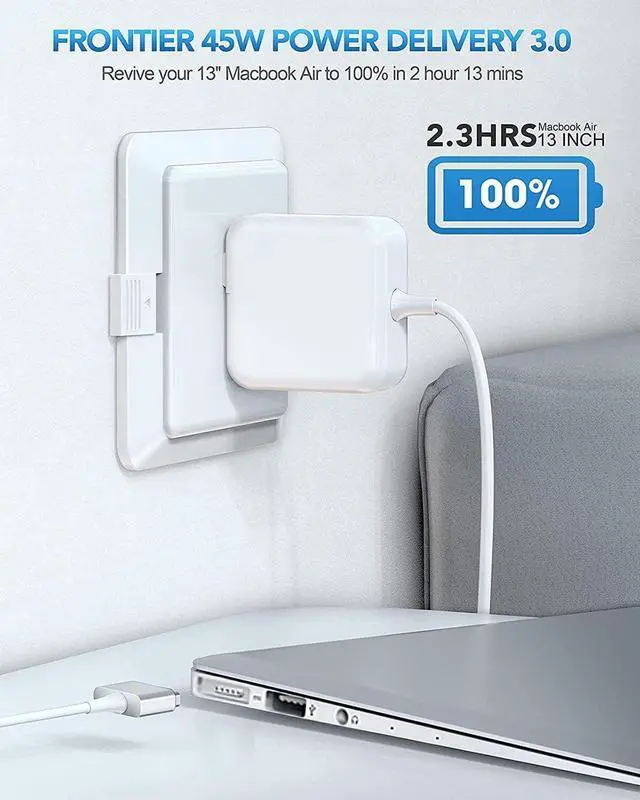 Alt view image 4 of 7 - 45W Mac Book Air Charger Mag 2 Power Adapter Compatible with Mac Book Air 11 inch-13 inch (Between 2012-2018 Models)