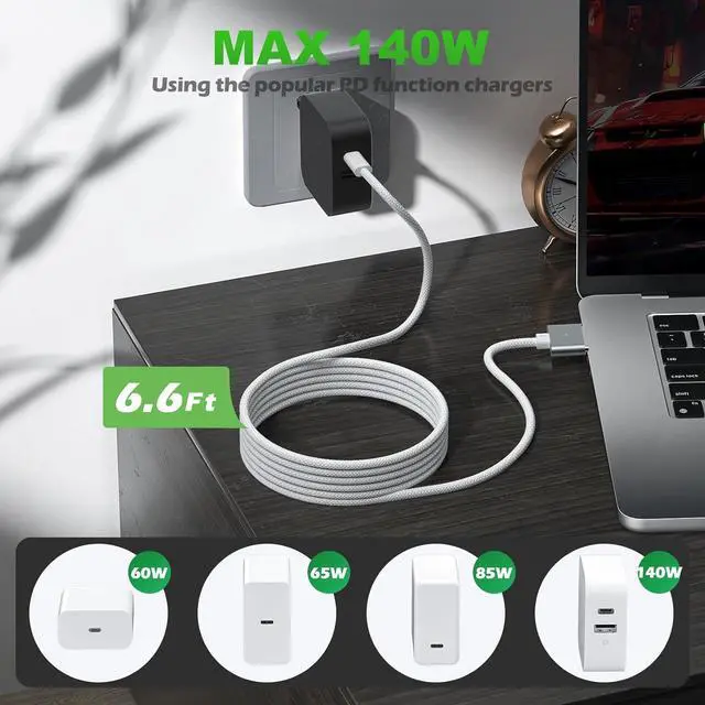 Alt view image 4 of 7 - 140W USB-C to Magnetic 3 Safe Charging Cable(2 M/6.6 ft) for M4 MacBook Air Pro Charger Magnetic Charger Cord for MacBook Pro (16/142024/2023/2021) Air (15/13M4 2025 M3 2024 M2 2023 M2 2022)