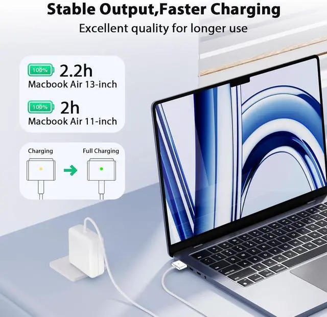 Alt view image 6 of 6 - 85W Charger for MacBook Pro Charger Adapter with Fast Charging Replacement AC 2T-Tip Connector Power Adapter Laptop Charger Compatible with MacBook pro & Air 13 inch-15 inch Retina After Mid 2012