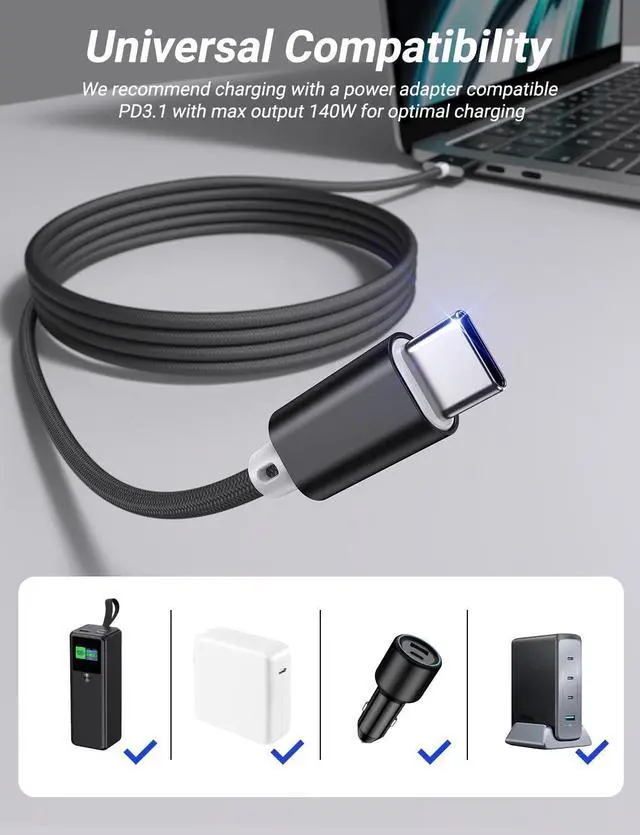 Alt view image 6 of 7 - 140W USB-C to Magnetic 3 Cable (6.6FT Black) Fit for MacBook Air Charger Mag-Safe Gen 3 Port Magnetic Safe 3 Cable Fit for 2024 MacBook Pro 14 16 M4 2023 Mac-Book Air 13 15 M3 & More