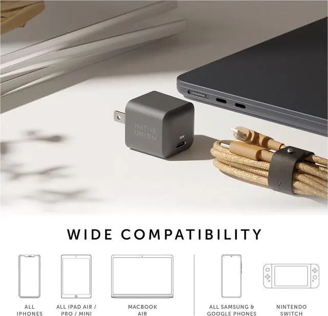 Alt view image 7 of 7 - Fast GaN Charger PD 30W  Ultra-Compact Power Delivery Enabled USB-C Charger  Made of Recycled Materials  for MacBook Air iPads iPhones Pixel Galaxy & Other Type-C Devices (White)