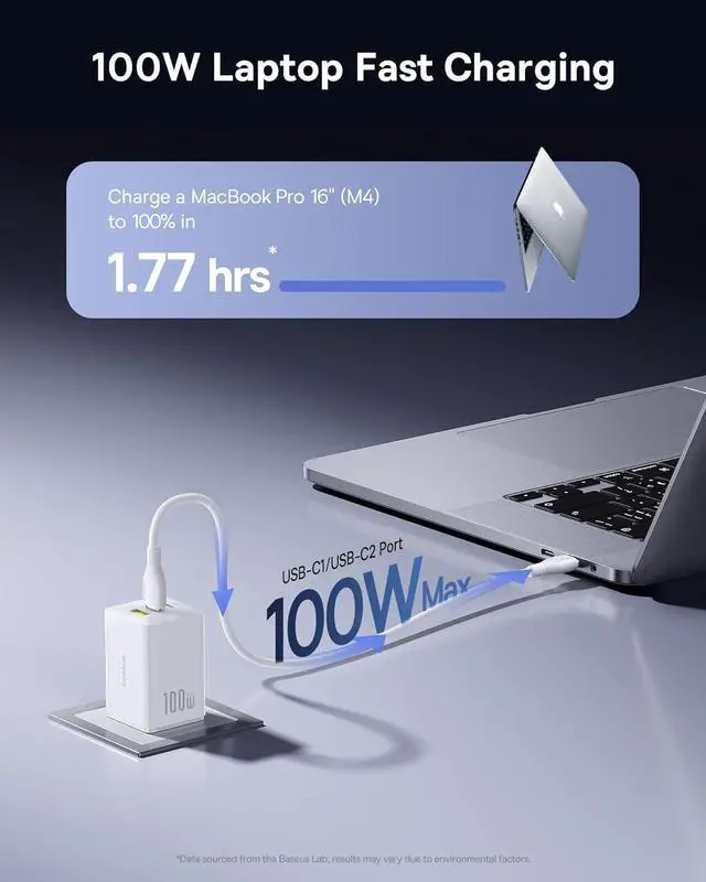Alt view image 2 of 6 - 100W USB C Charger Block 3-Port Foldable Compact PPS Wall Charger Fast Charging Power Adapter for MacBook Pro/Air iPad iPhone 17/16 Galaxy S24 Steam Deck & More (White)
