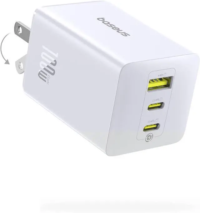 Main image of 100W USB C Charger Block 3-Port Foldable Compact PPS Wall Charger Fast Charging Power Adapter for MacBook Pro/Air iPad iPhone 17/16 Galaxy S24 Steam Deck & More (White)