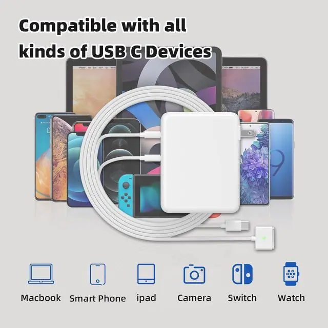 Alt view image 3 of 7 - Mac Book Pro Charger 280W USB C Charger Fast Charger Adapter Compatible with MacBook pro/Air 13 14 15 16 inch ipad Pro  Galaxy and All USB C Device (2 Cables Included)