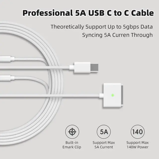 Alt view image 5 of 7 - Mac Book Pro Charger 280W USB C Charger Fast Charger Adapter Compatible with MacBook pro/Air 13 14 15 16 inch ipad Pro  Galaxy and All USB C Device (2 Cables Included)