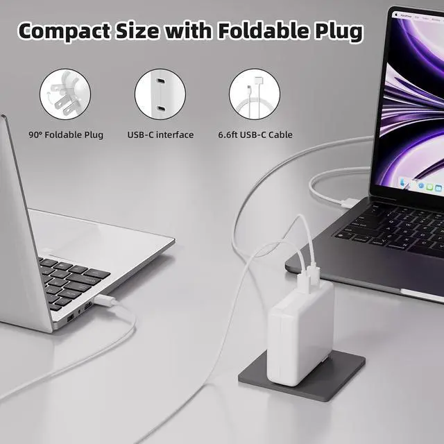 Alt view image 7 of 7 - Mac Book Pro Charger 280W USB C Charger Fast Charger Adapter Compatible with MacBook pro/Air 13 14 15 16 inch ipad Pro  Galaxy and All USB C Device (2 Cables Included)