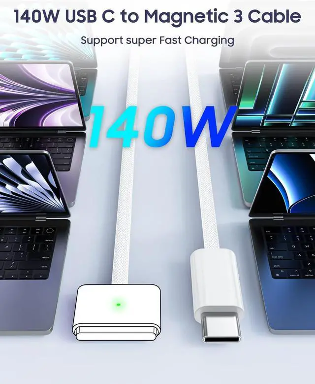 Alt view image 7 of 7 - (PD-140W USB-C) Charger for MacBook Pro 14 16(2021 2022 2023) 2024 MacBook pro M4 MacBook Air 13 15 (2022 2023 2024 M1 M2 M3 ) 96W Power Adapter (PD-98W)