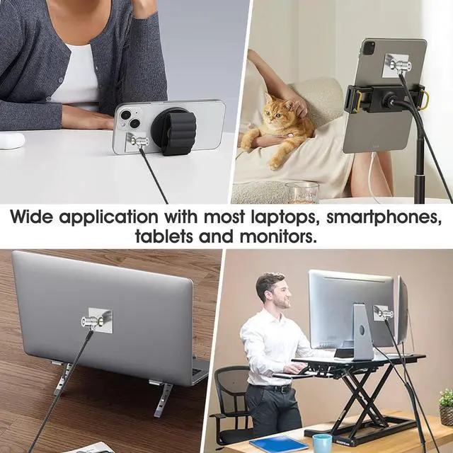 Alt view image 4 of 7 - Laptop Cable Lock Hardware Security Cable Lock with Keys Anti Theft Combination Lock for Laptop Monitor Compatible with Tablet Surface Projector and Other Electronic Devices