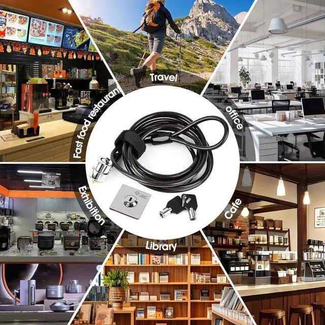 Alt view image 5 of 7 - Laptop Cable Lock Hardware Security Cable Lock with Keys Anti Theft Combination Lock for Laptop Monitor Compatible with Tablet Surface Projector and Other Electronic Devices